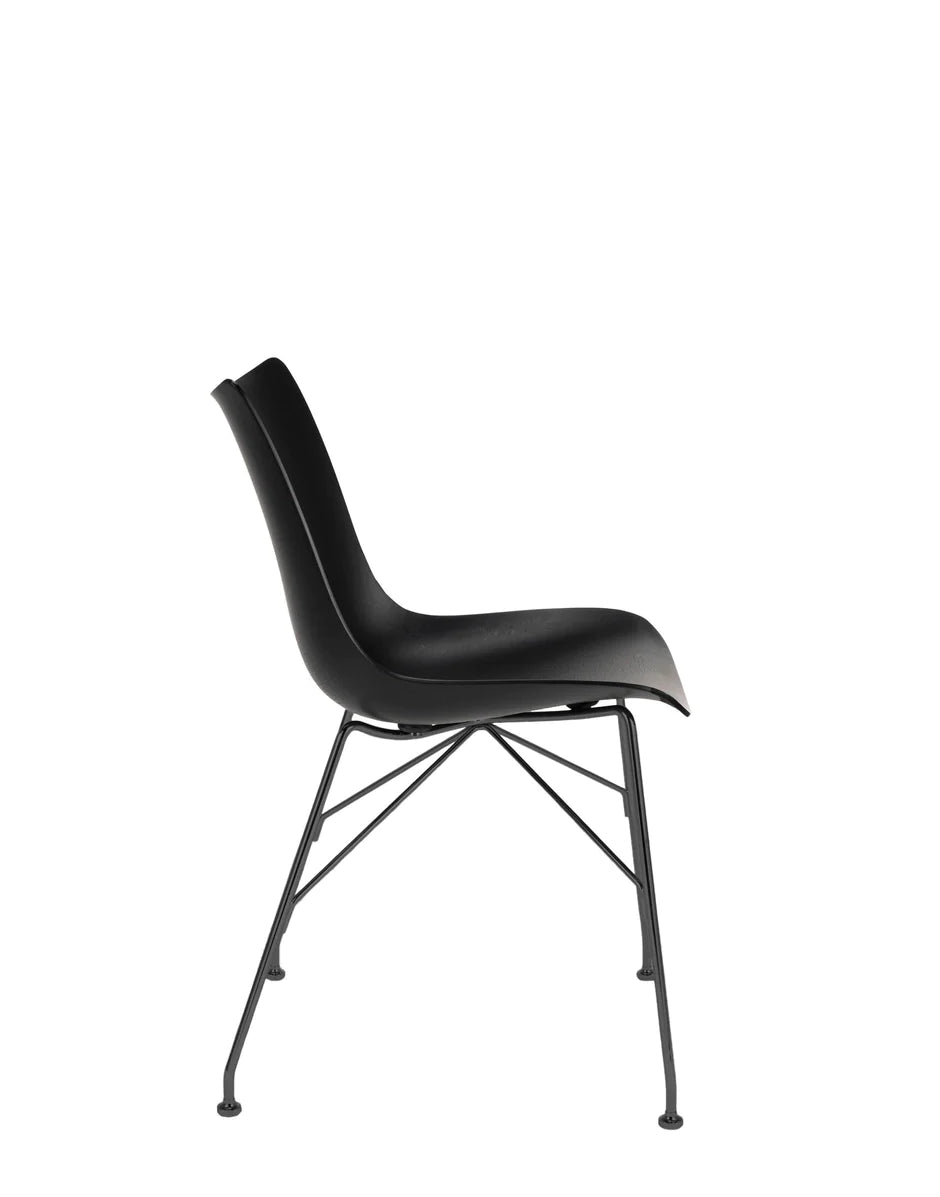 Kartell p / chaise de bois placage de base, bois noir / noir