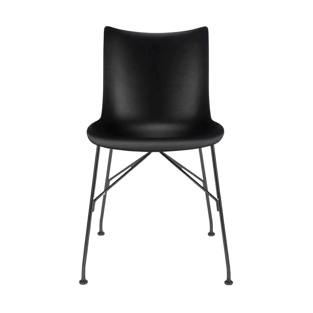 Kartell P/Wood Chair Basic Veneer, Black Wood/Black