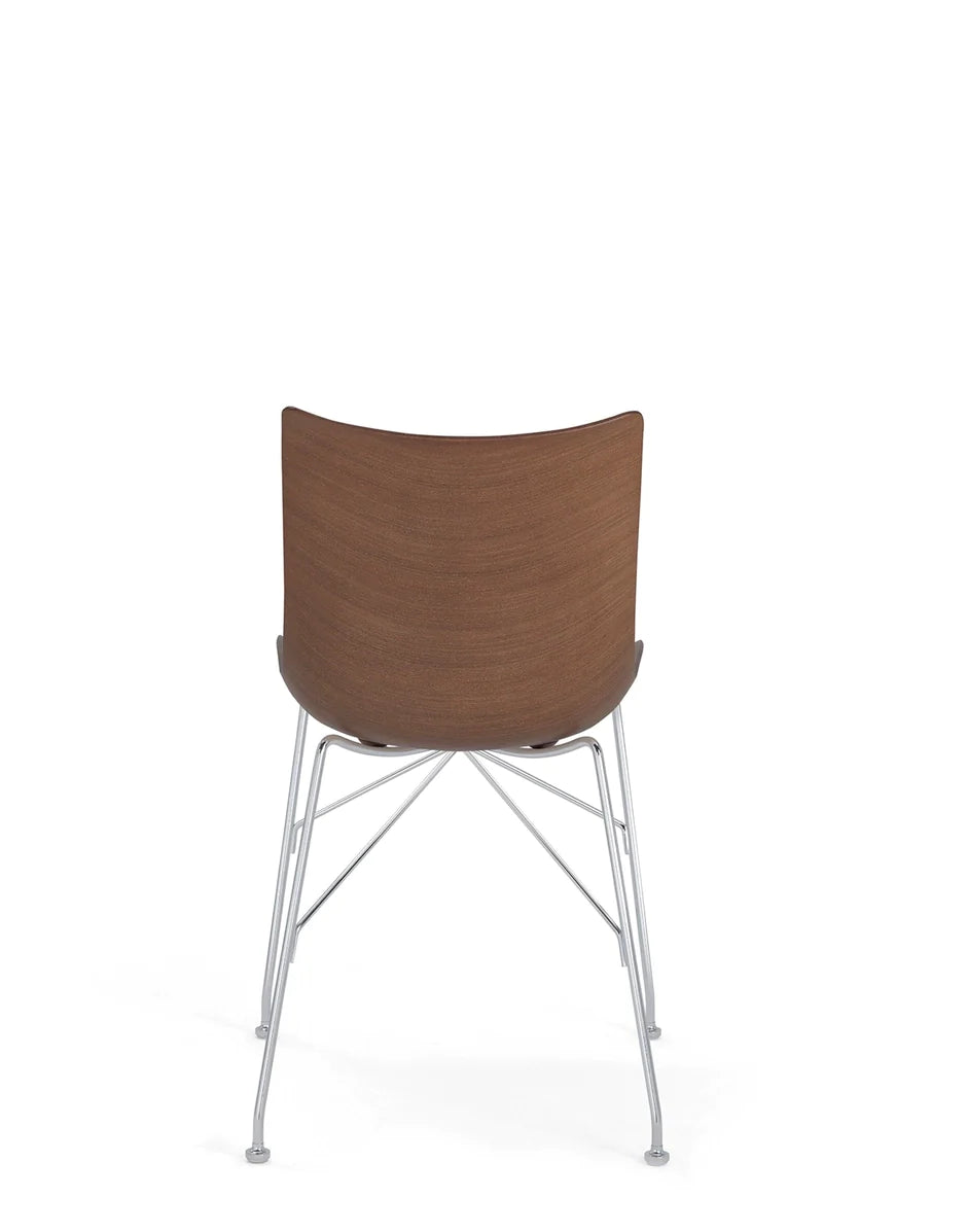 Kartell P/Wood Chair Basic Veneer, Dark Wood/Chrome