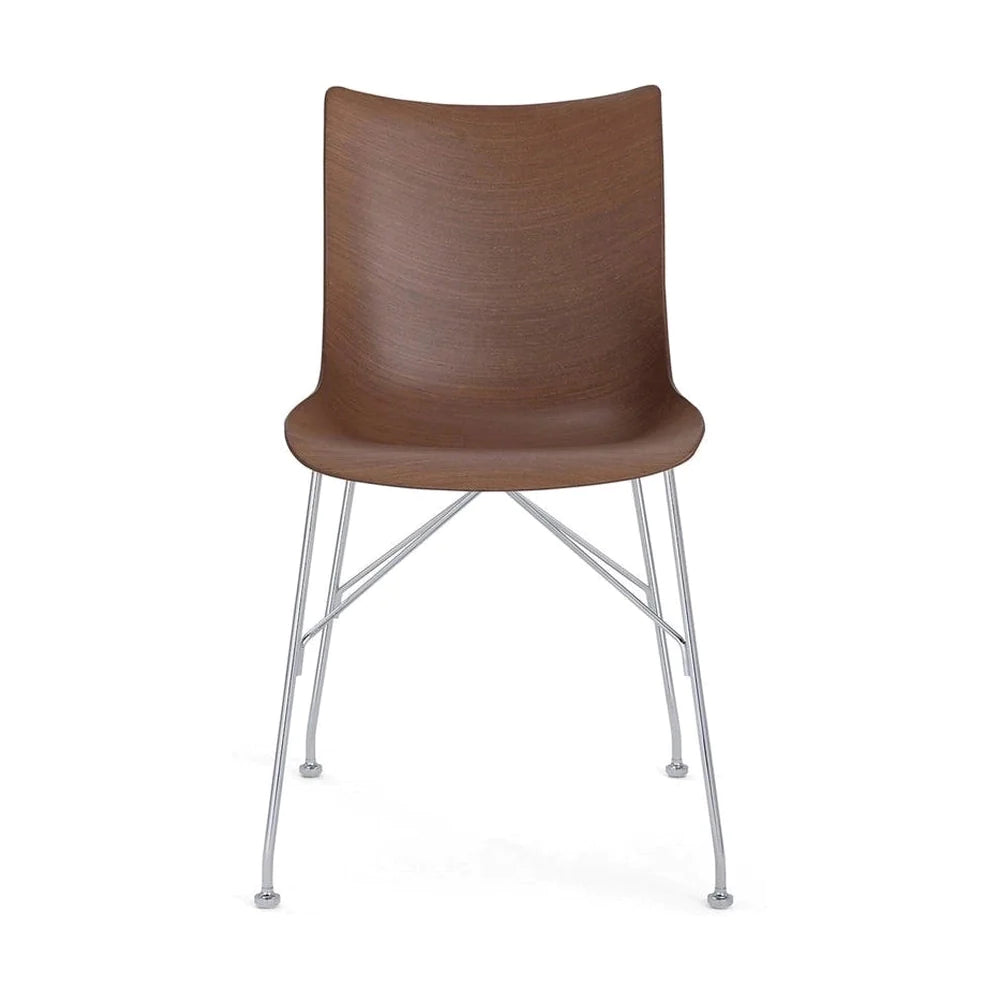 Kartell P/Wood Chair Basic Veneer, Dark Wood/Chrome