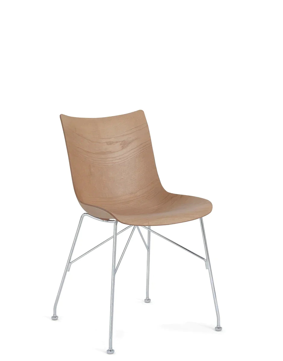 Kartell P/Wood Chair Slated Ash, Light Wood/Chrome