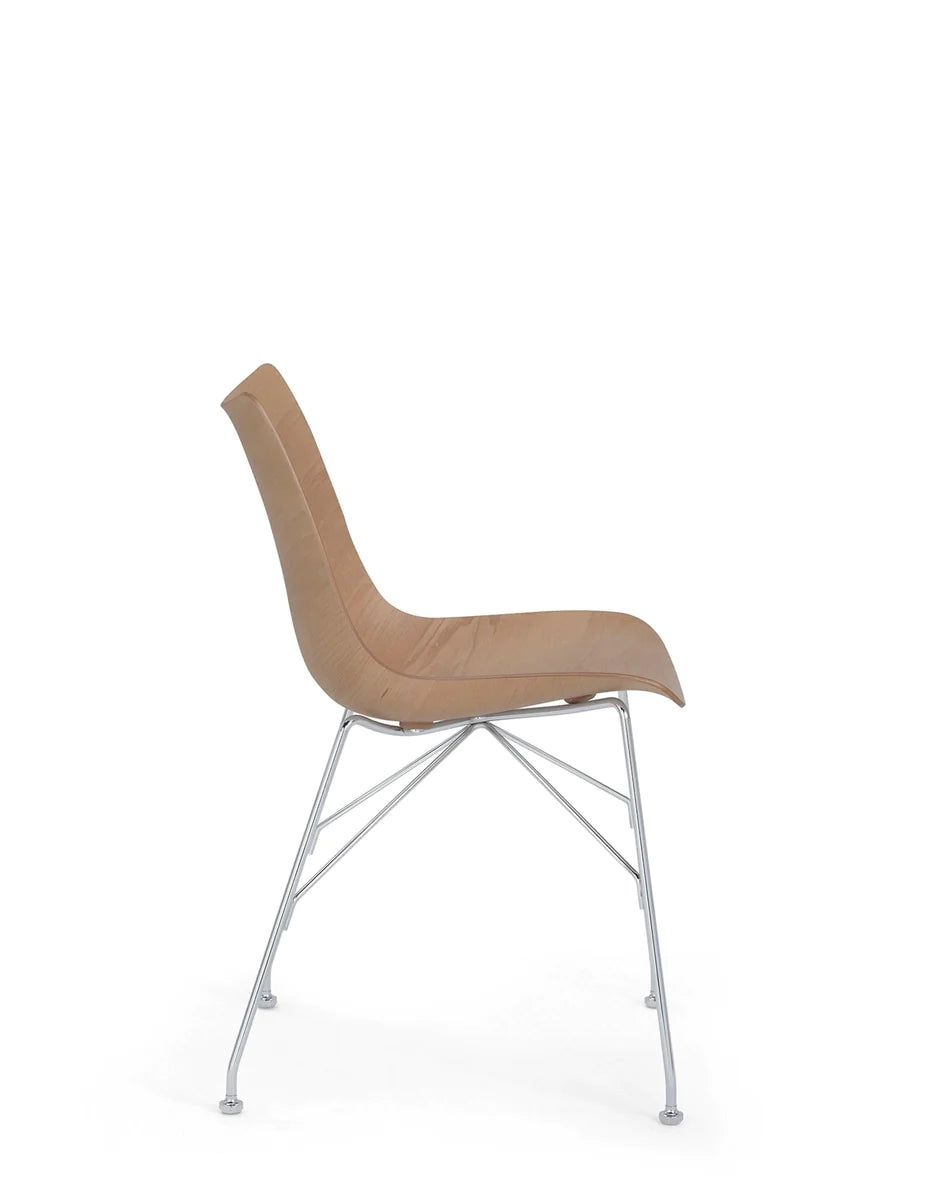 Kartell P/Silla de madera Ceniza de listones, madera clara/cromo