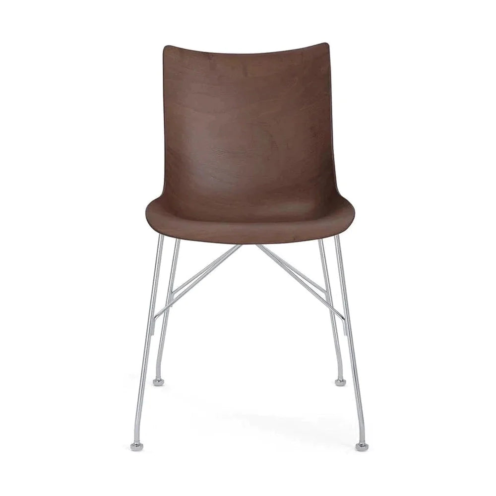 Kartell P/Wood Chair Slatted Ash, Dark Wood/Chrome