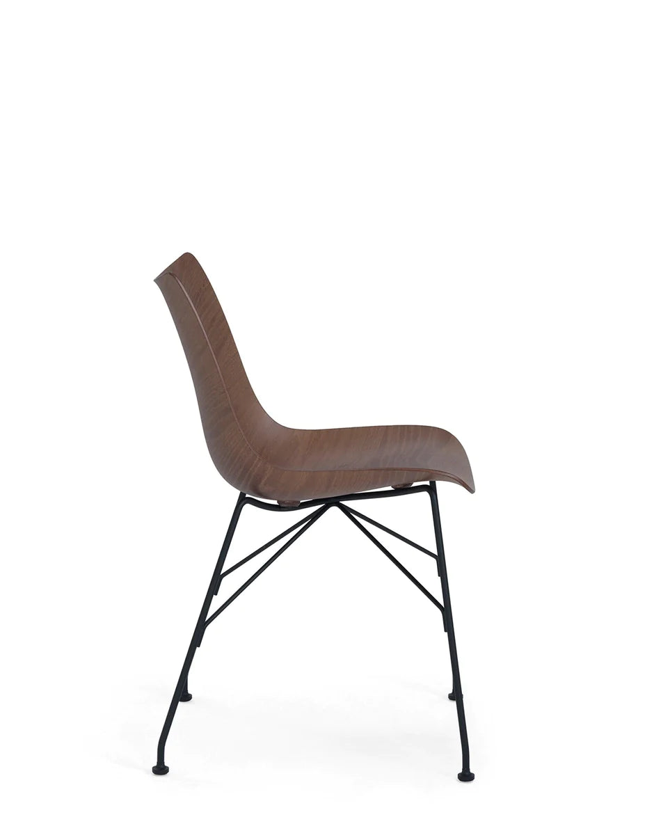 Kartell P/Wood Chair Slamated Ash, Dark Wood/Black