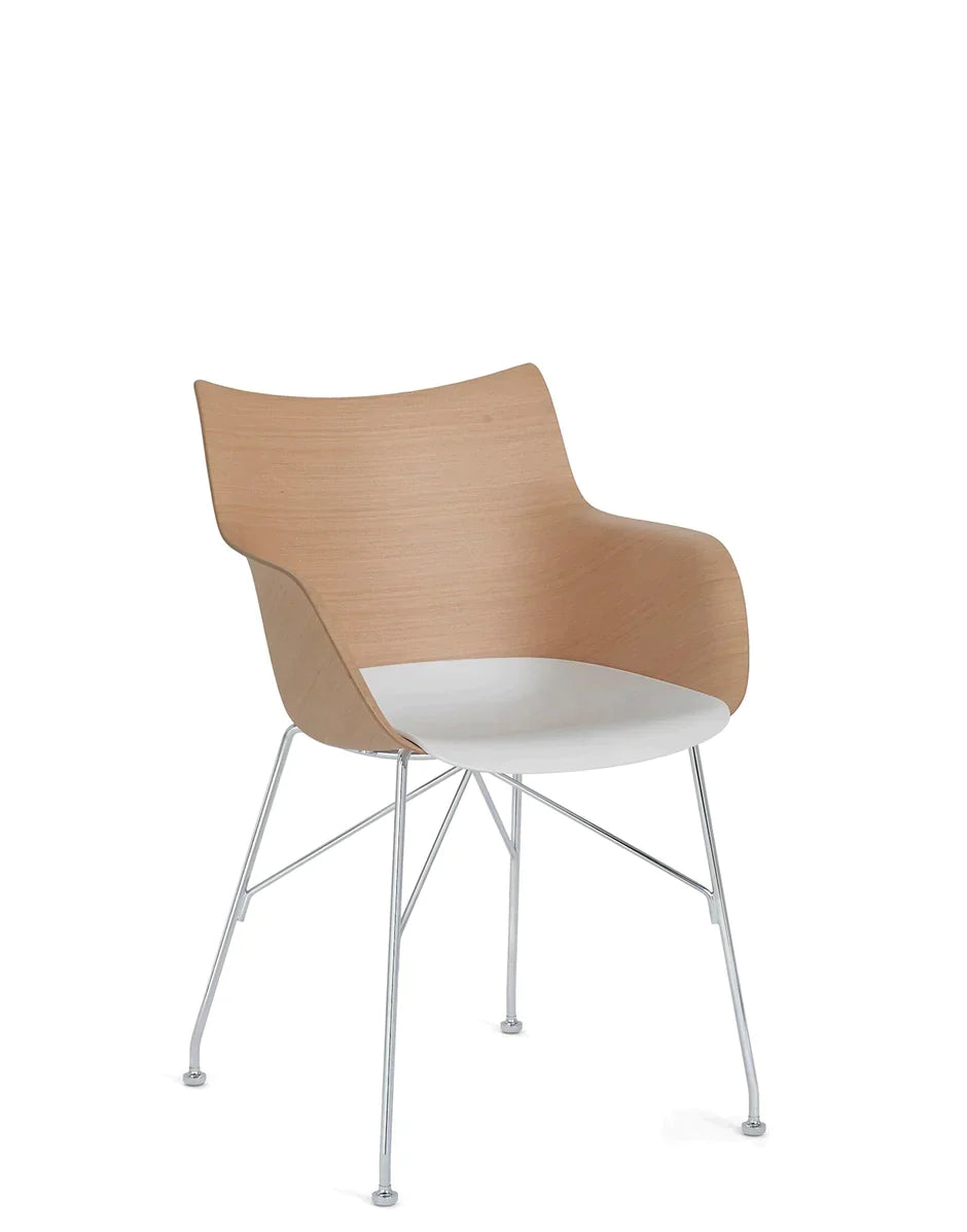 Kartell Q/Wood Armchair Basic Veneer, Light Wood/Chrome