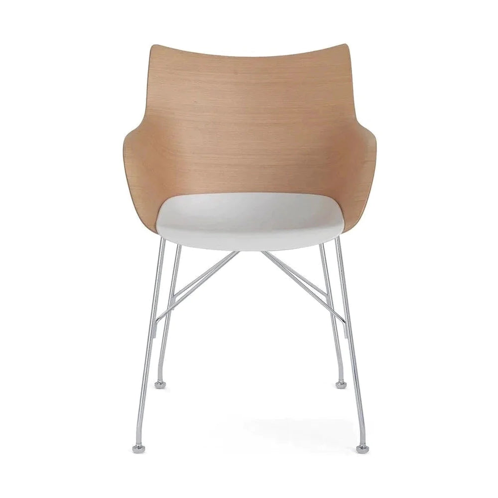 Kartell Q/Wood Sillón Basic Napa, madera clara/cromo