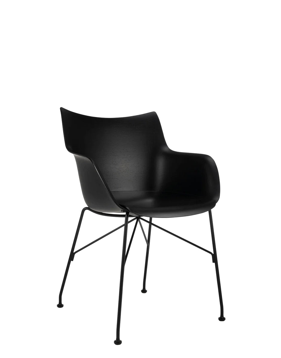 Kartell Q/Wood Armchair Basic Veneer, Black Wood/Black