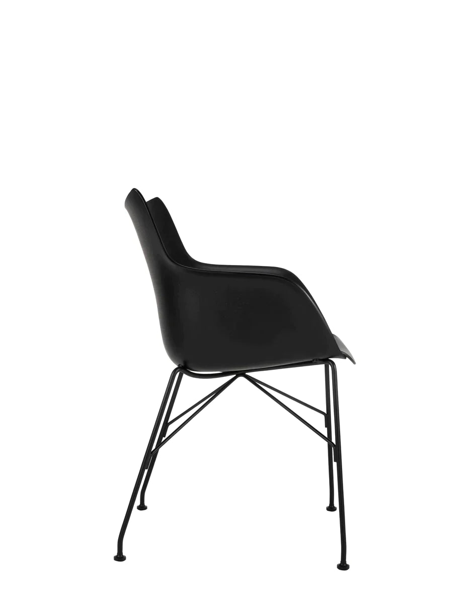 Kartell Q/Wood Armchair Basic Veneer, Black Wood/Black