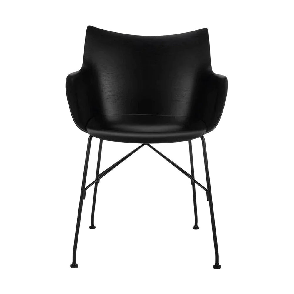 Kartell Q/Wood Armchair Basic Veneer, Black Wood/Black