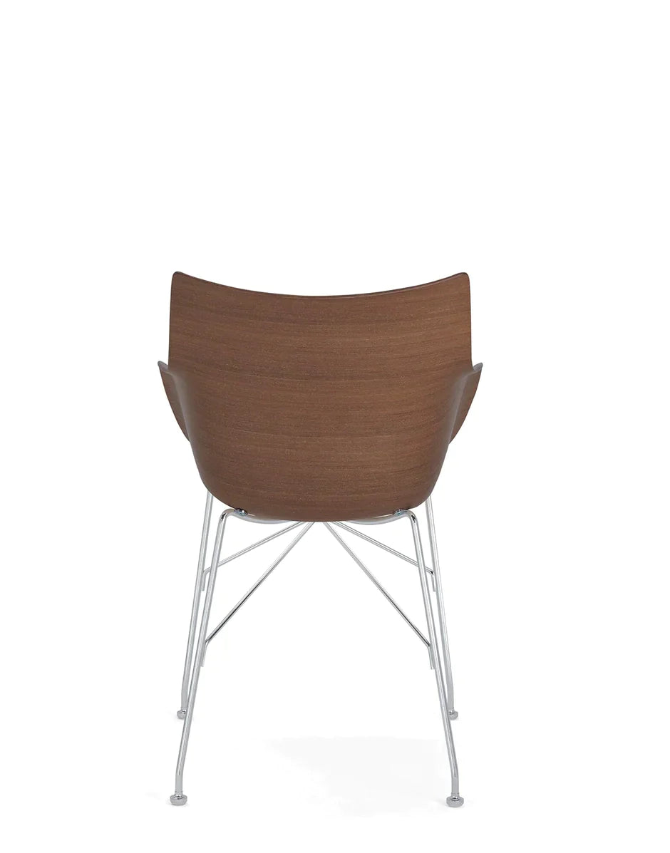 Kartell Q/Wood Armchair Basic Veneer, Dark Wood/Chrome