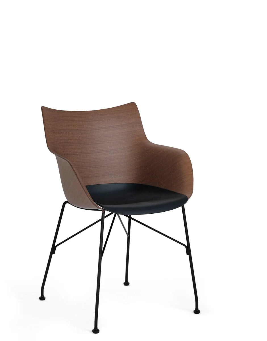 Kartell Q/Wood Armchair Basic Veneer, Dark Wood/Black