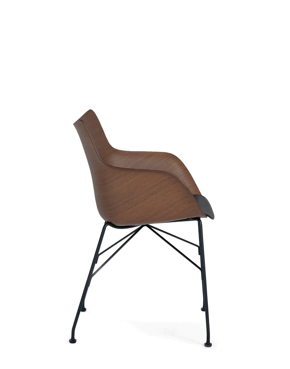 Kartell Q/Wood Armchair Basic Veneer, Dark Wood/Black