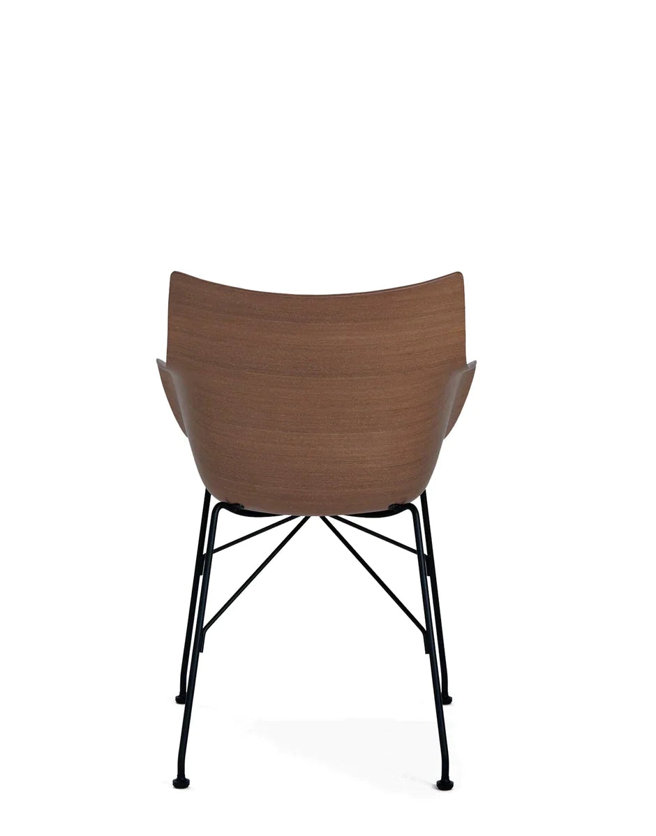 Kartell Q/Wood Armchair Basic Veneer, Dark Wood/Black