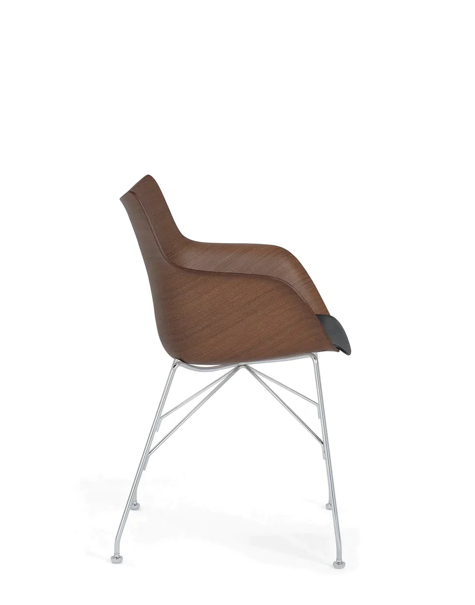 Kartell Q/Wood Armchair Slatted Ash, Dark Wood/Chrome