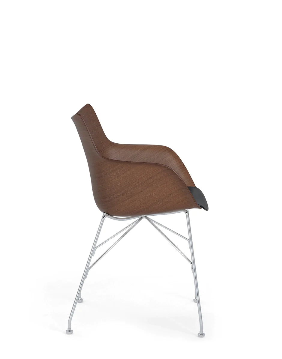 Kartell Q / Wood Armchair Slat, bois foncé / chrome