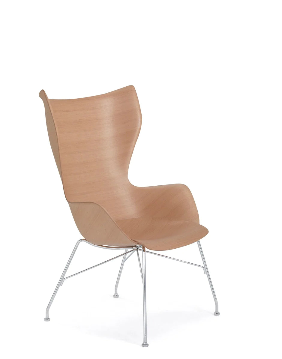 Kartell K/Wood Armchair Basic Veneer, Light Wood/Chrome