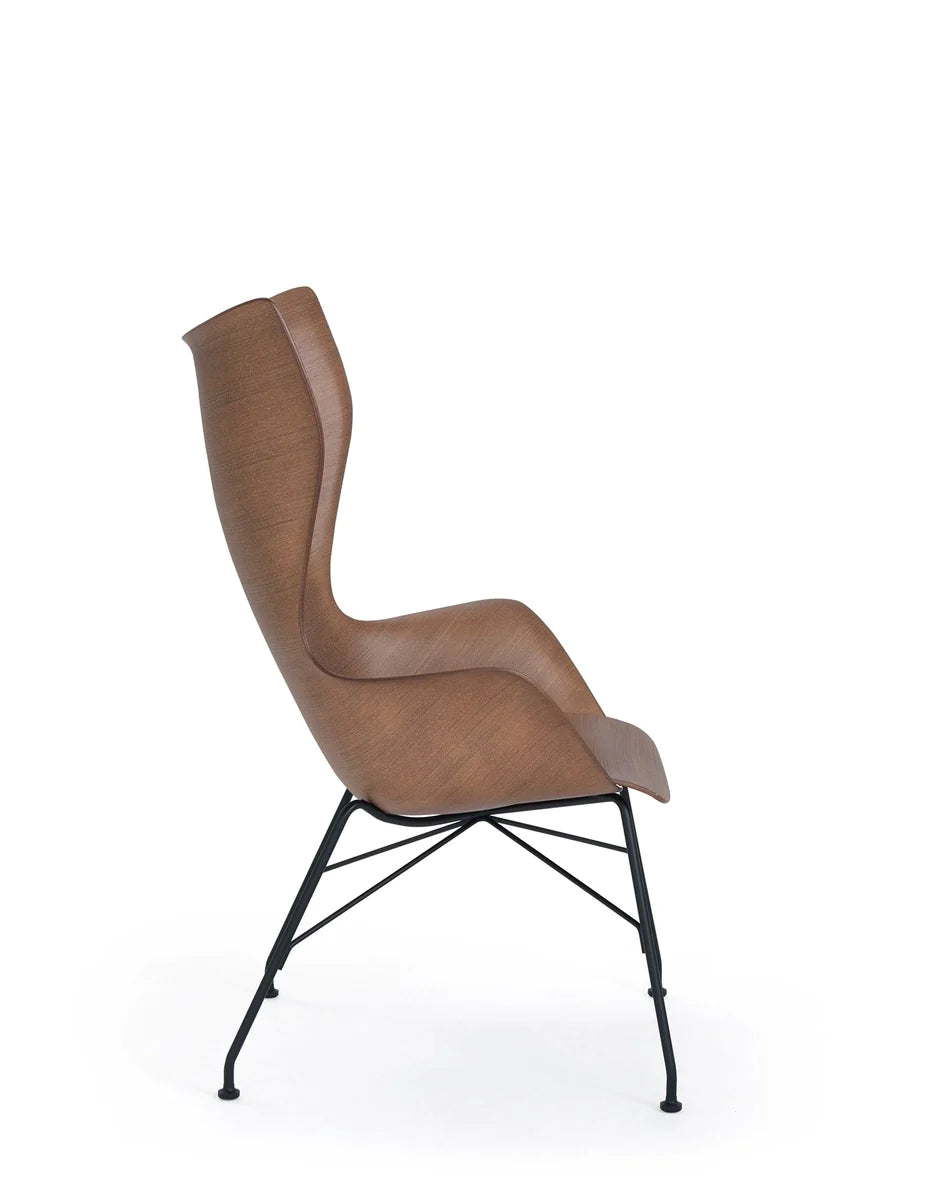 Kartell K/Wood Armchair Basic Veneer, Dark Wood/Black