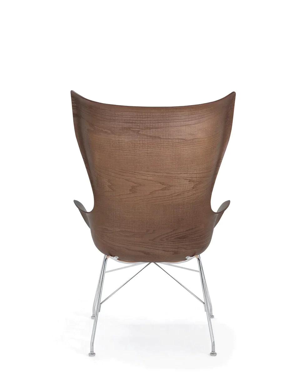 Kartell K / Cuir de fauteuil en bois, bois foncé / chrome