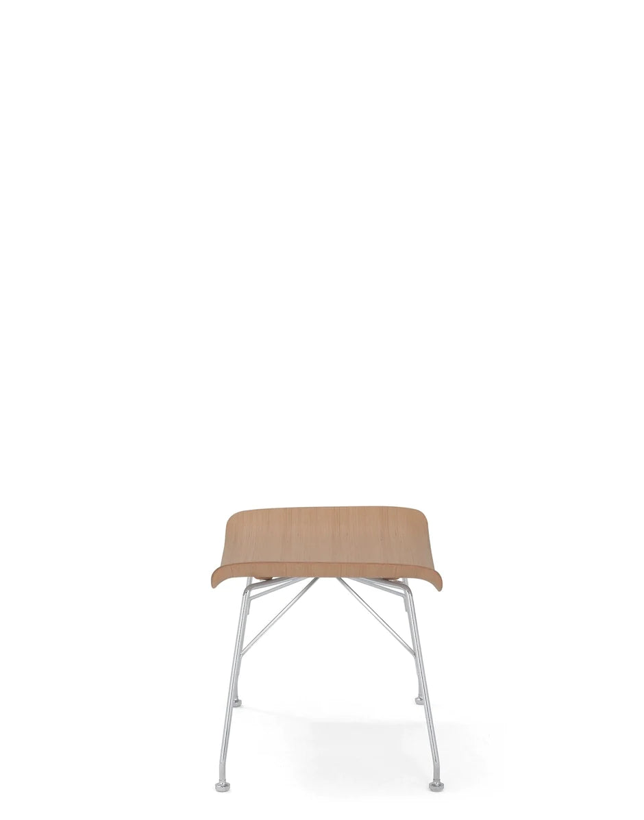 Kartell S/Wood Footrest Basic Chapa, madera clara/cromo