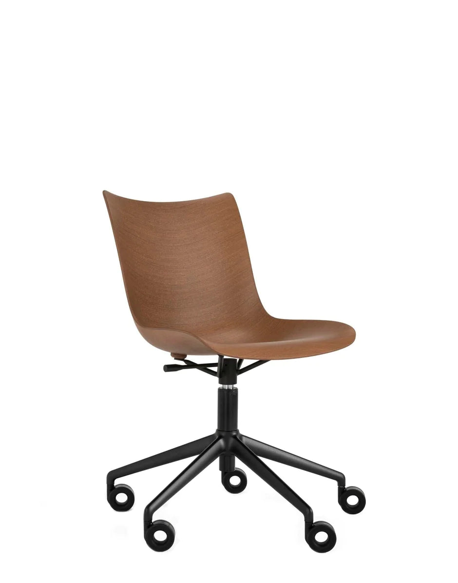 Kartell P/Wood Chair With Wheels, Dark Wood/Black