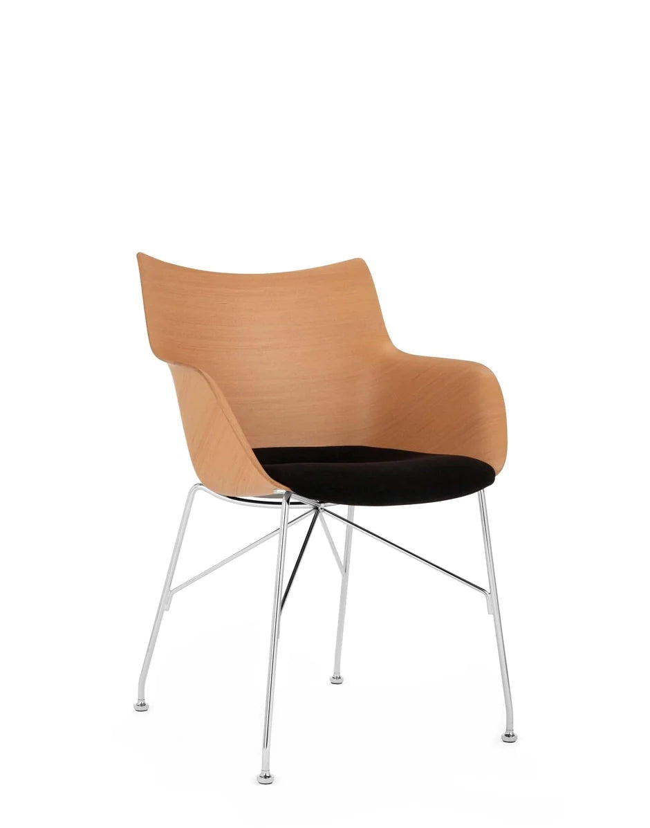 Kartell Q/Holzsessel, helles Holz/Chrom/Schwarz