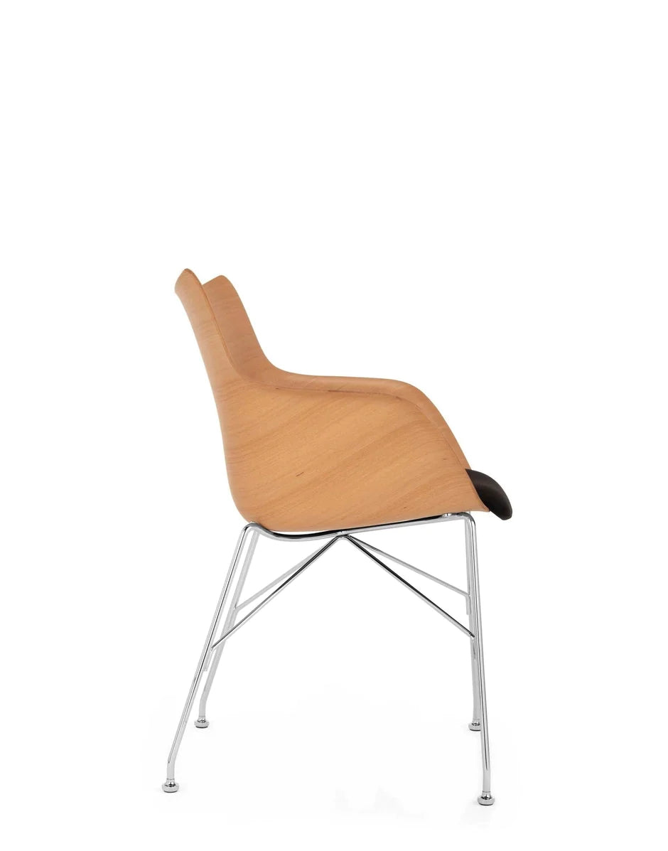 Kartell Q/Wood lænestol, let træ/krom/sort