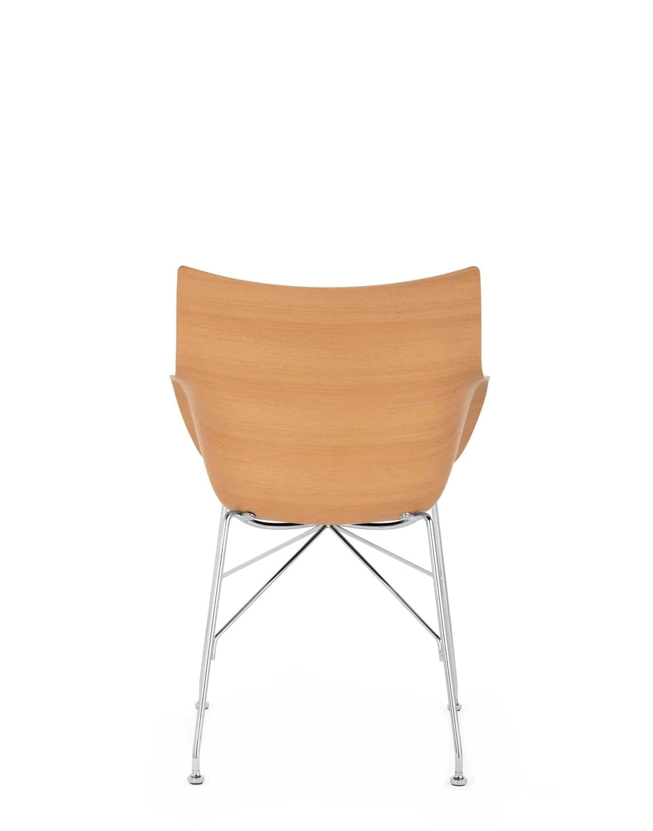 Kartell Q/Wood lænestol, let træ/krom/sort