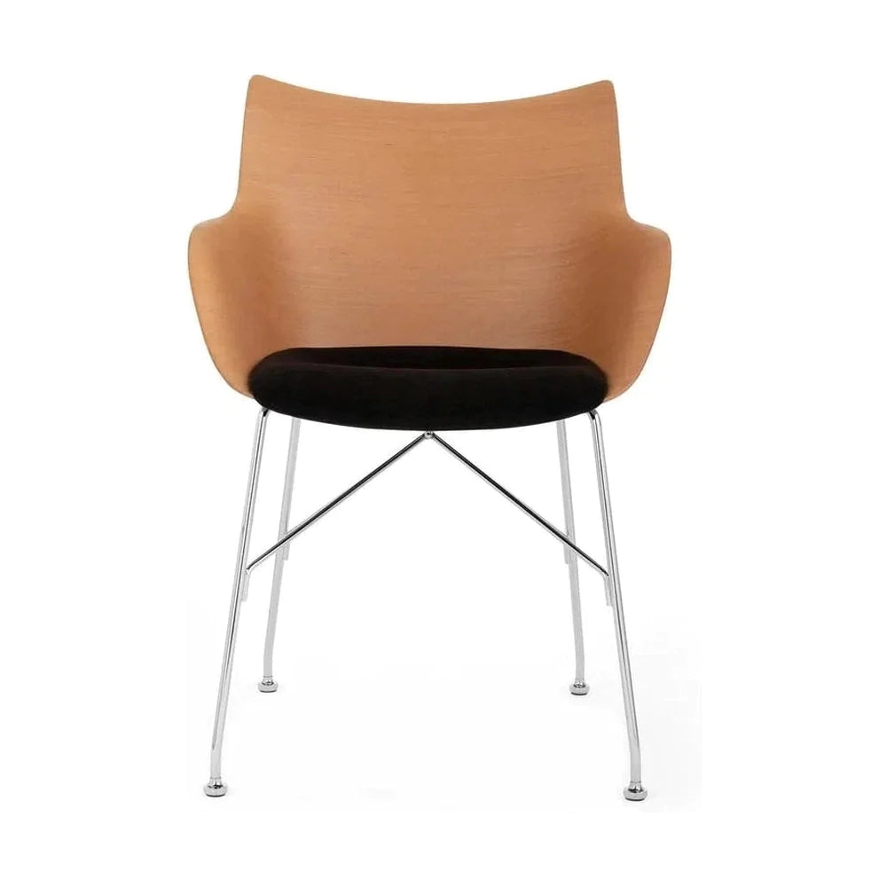 Kartell Q/Wood Armchair, Light Wood/Chrome/Black