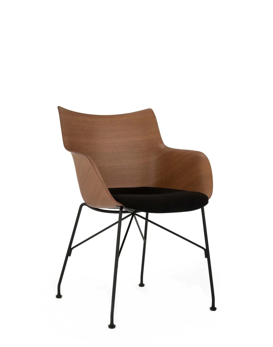 Kartell Q/Wood Armchair, Dark Wood/Black/Black