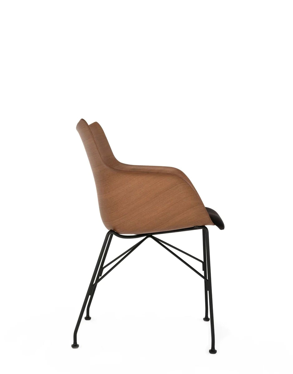 Kartell Q/Wood Armchair, Dark Wood/Black/Black