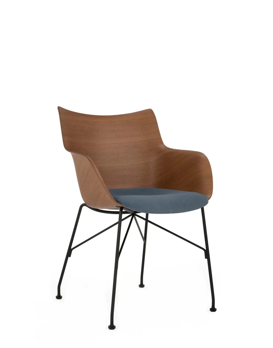 Kartell Q/Wood Sillir, madera oscura/negro/azul claro