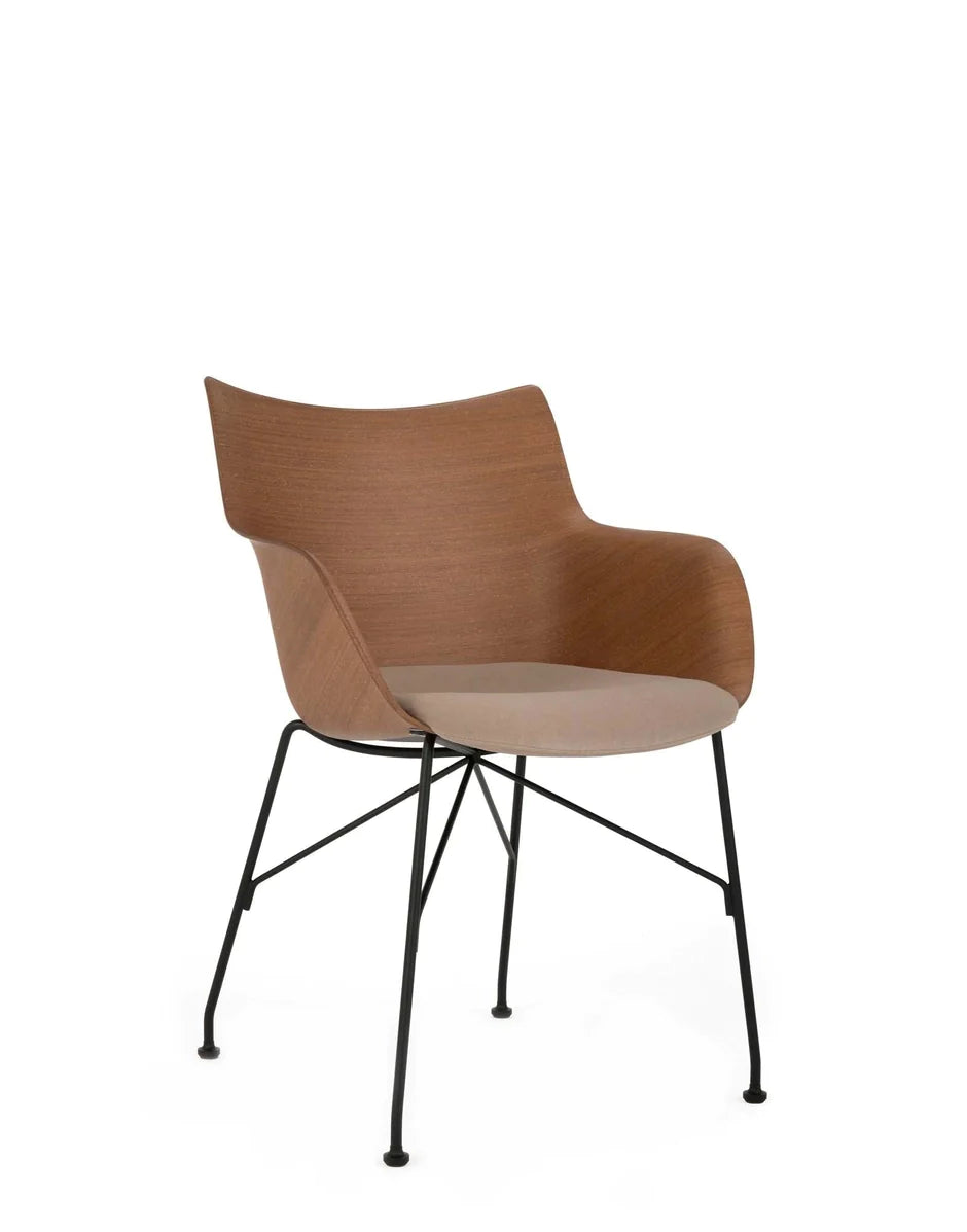 Kartell Q/Wood Armchair, Dark Wood/Black/Nude