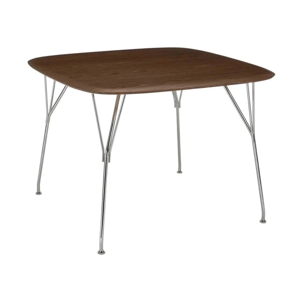 Kartell Viscount Of Wood Table Square, Walnut/Chrome