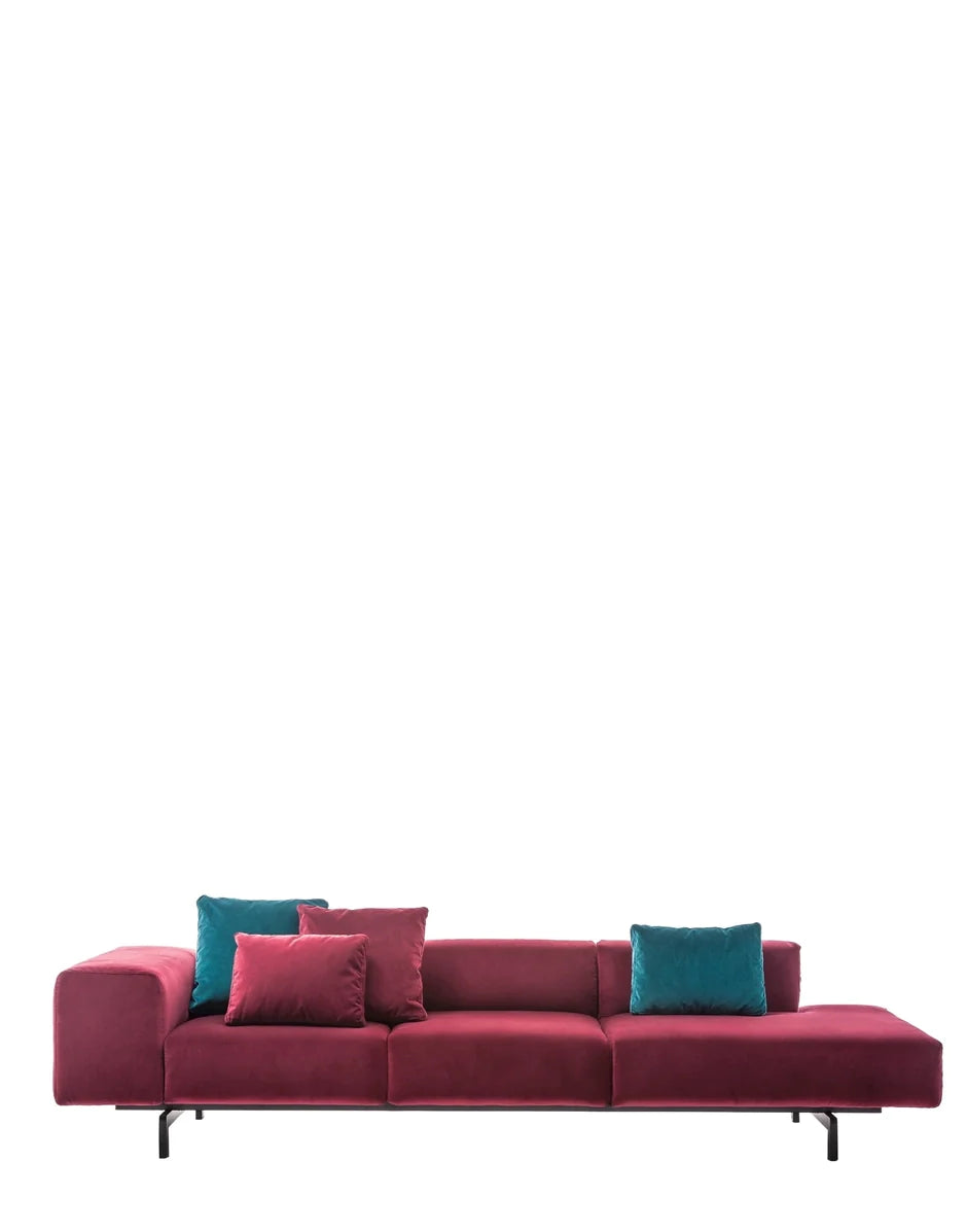 Kartell Largo 2 Sitzoter -Sofa mit Fußstützes Velvet, Pink