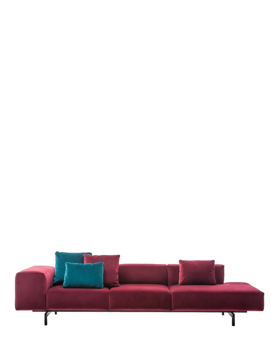 Kartell Largo 2 Sitzoter -Sofa mit Fußstützes Velvet, Pink