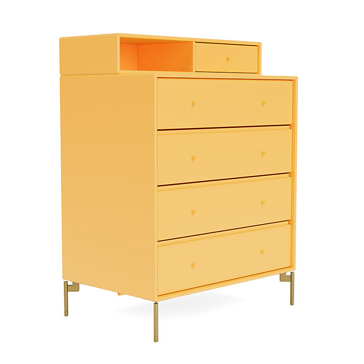 Montana Keep Chest Of Drawers With Legs, Acacia/Brass