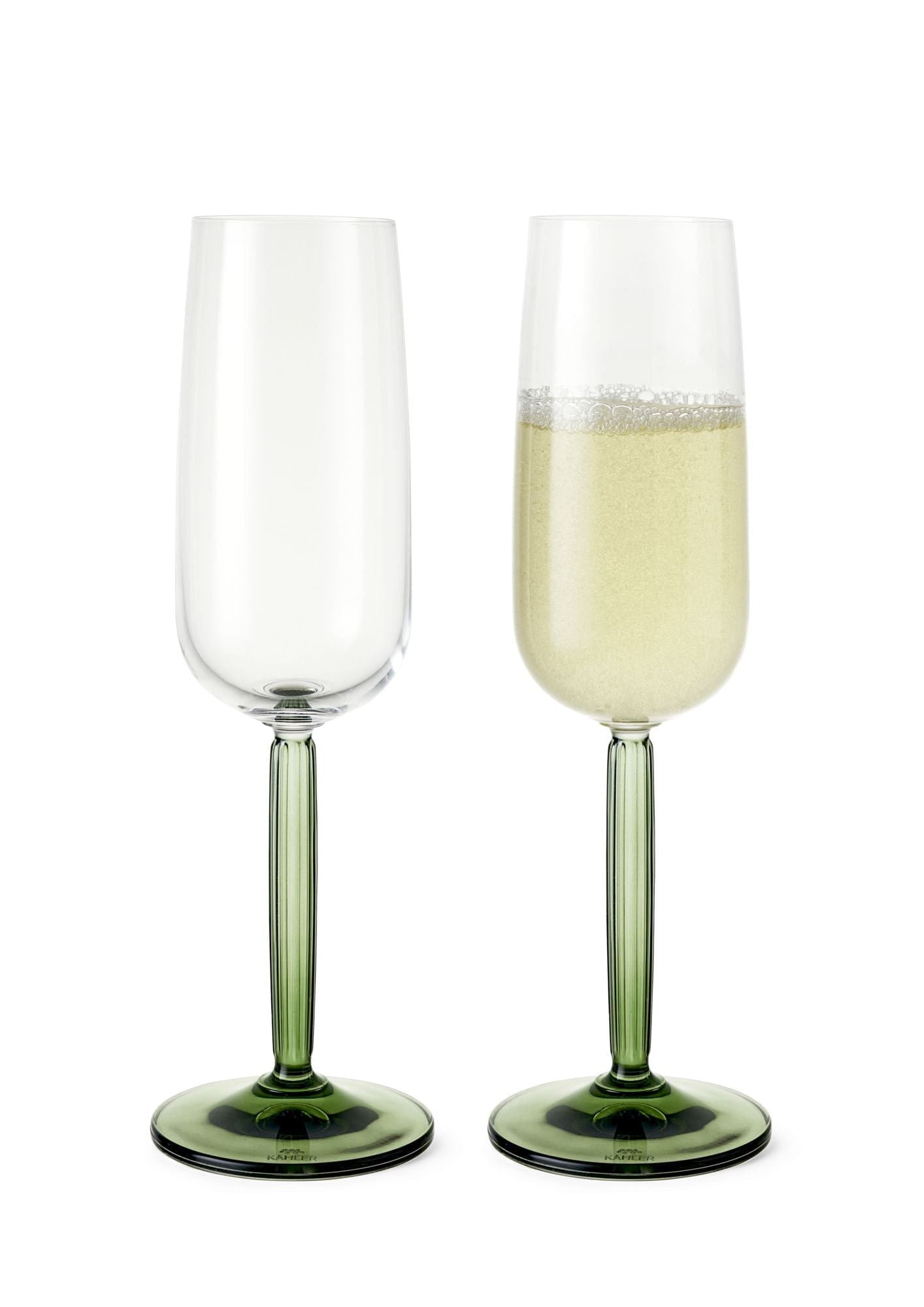Kähler Hammershøi Champagne Glass Set av 240 ml, grönt