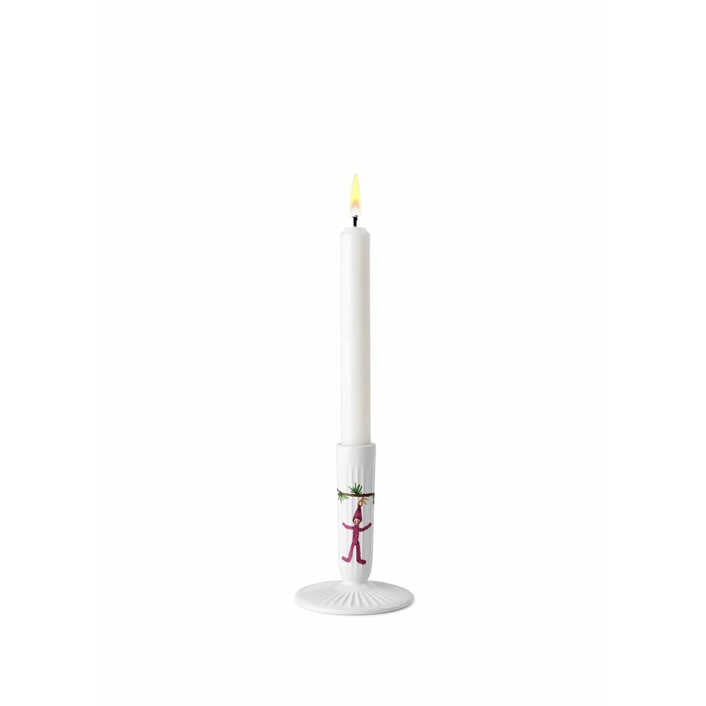 Kähler Hammershøi Candlestick de Navidad de 12 cm, blanco con decoración