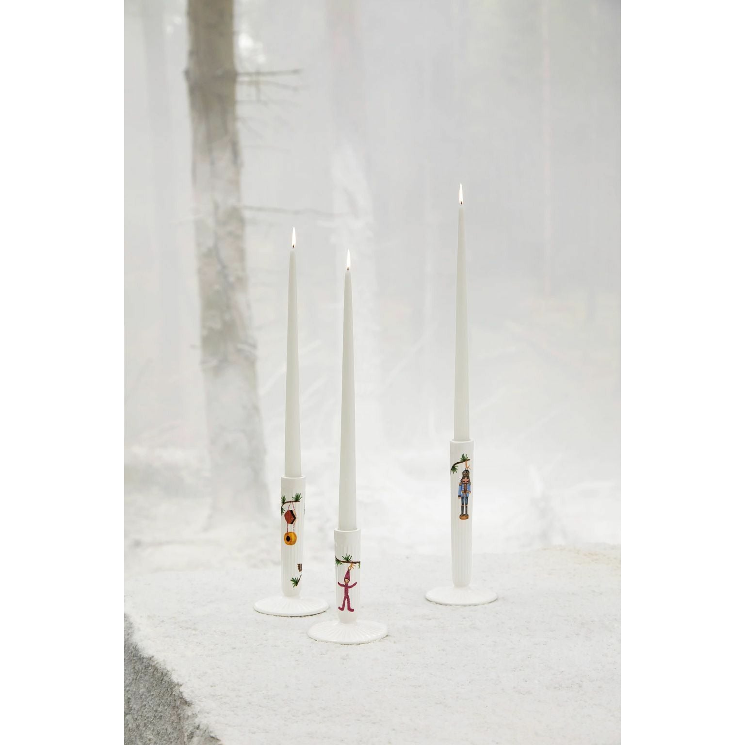 Kähler Hammershøi Candelador de Navidad de 16 cm, blanco con decoración
