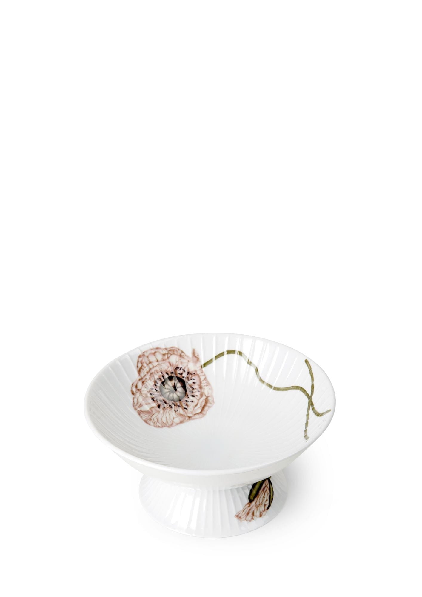 Kähler Hammershøi Poppy Bowl til foden ø16 cm, hvid med dekoration