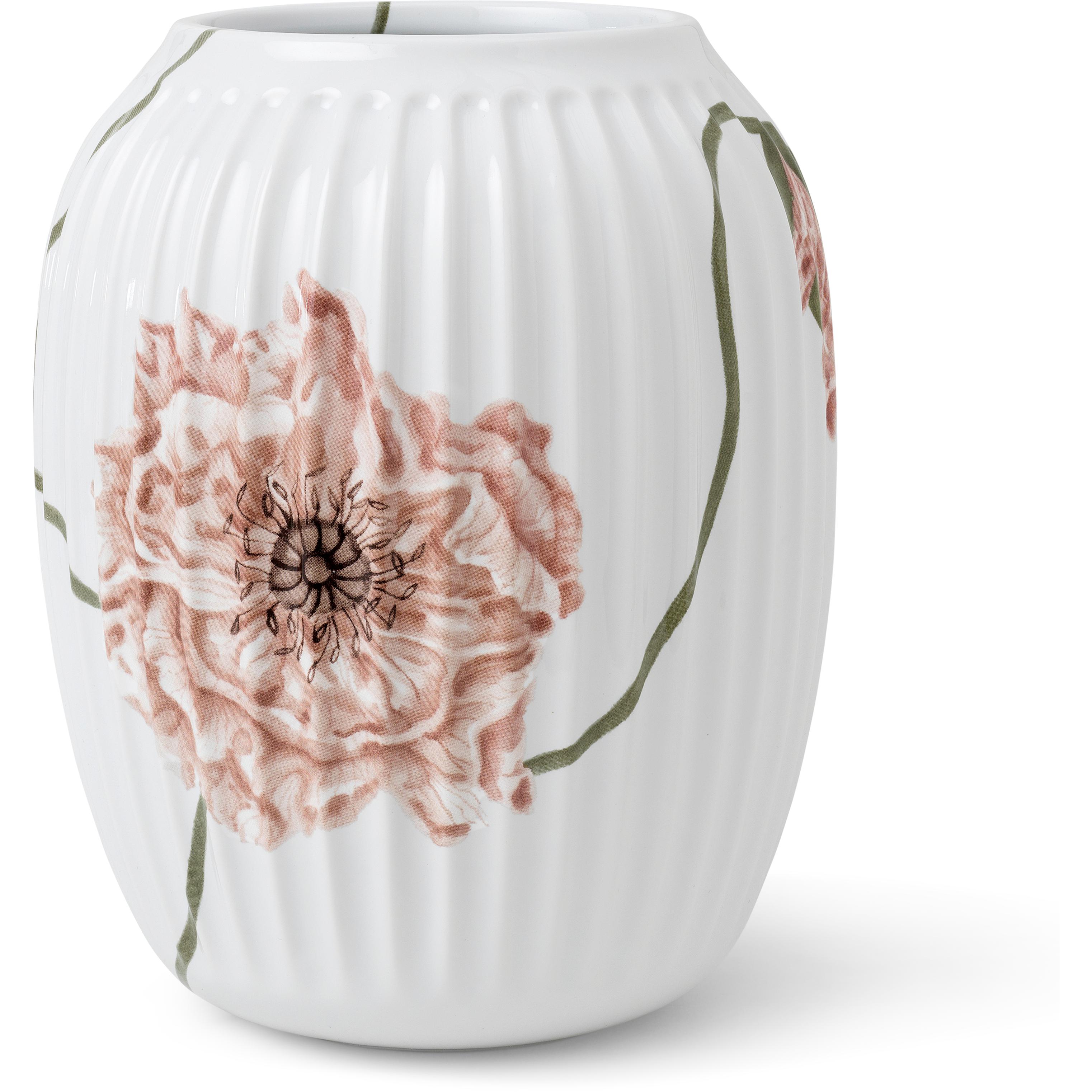 Kähler Hammershøi Poppy Vase 21 cm, branco com decoração