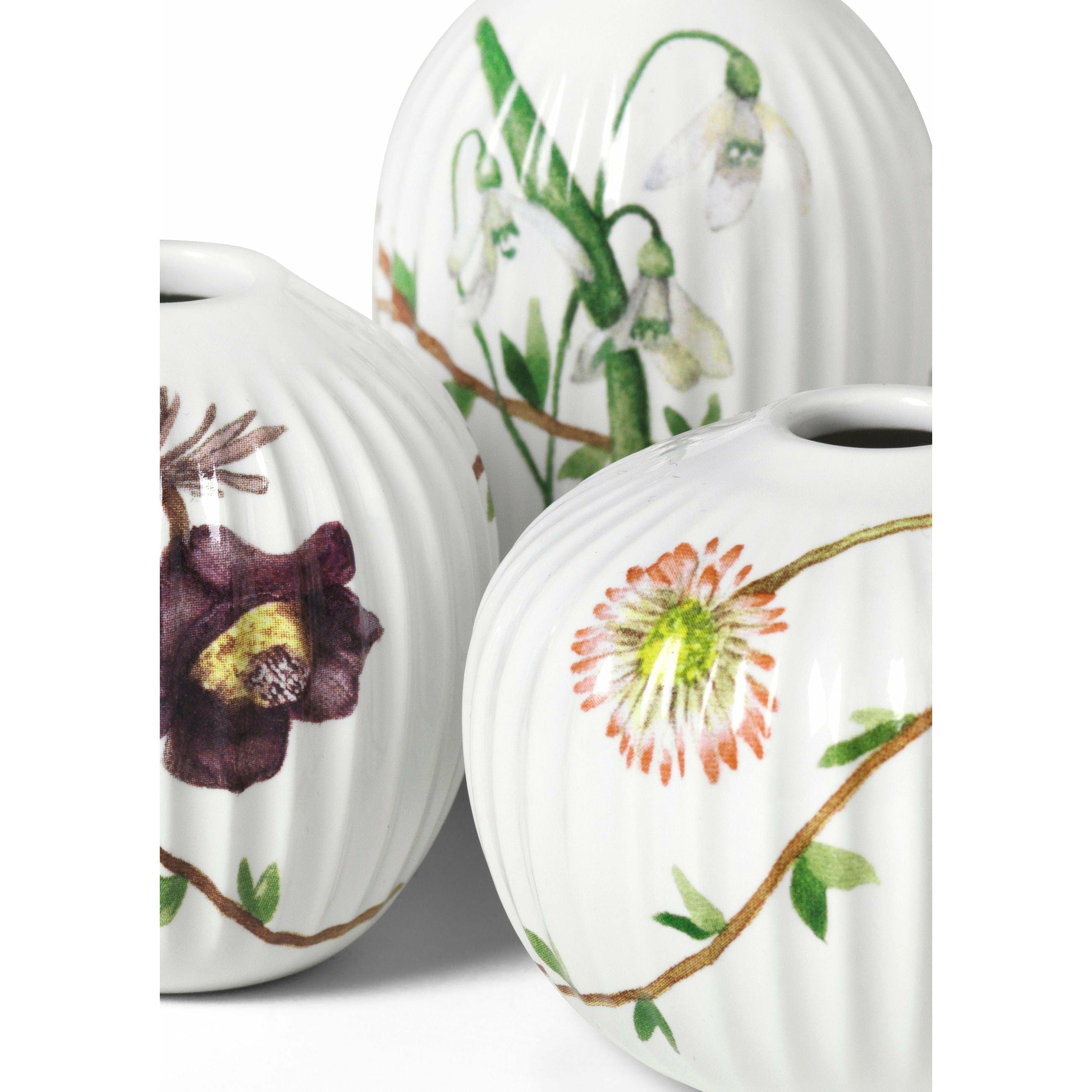 Kähler Hammershøi Spring Vase Miniatur White mit Dekoration, 3 P CS.