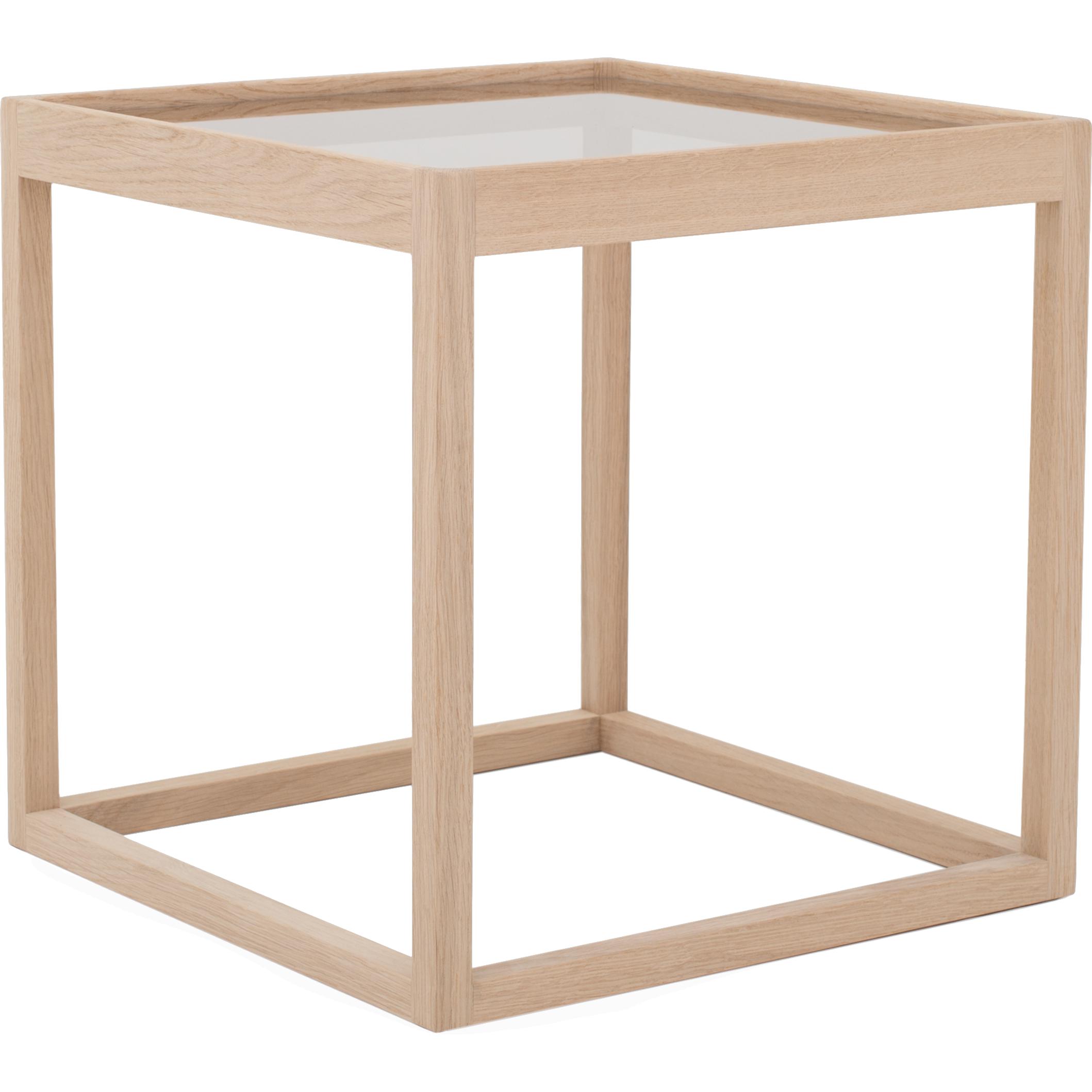 Klassik Studio Kø cube Table d'appoint de chêne, verre fumé