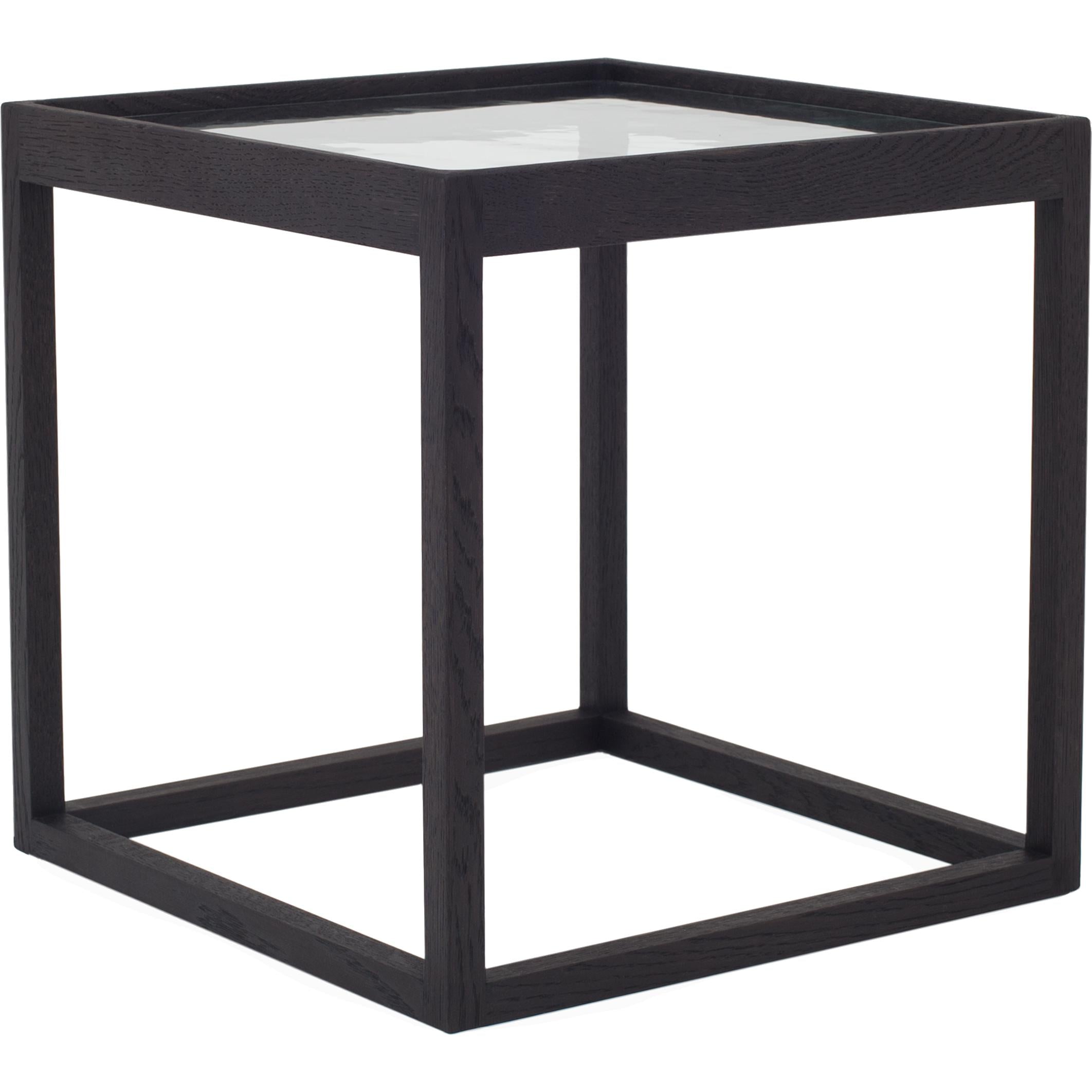 Klassik Studio Kø Cube Side Table Black Oak, Røget Glass
