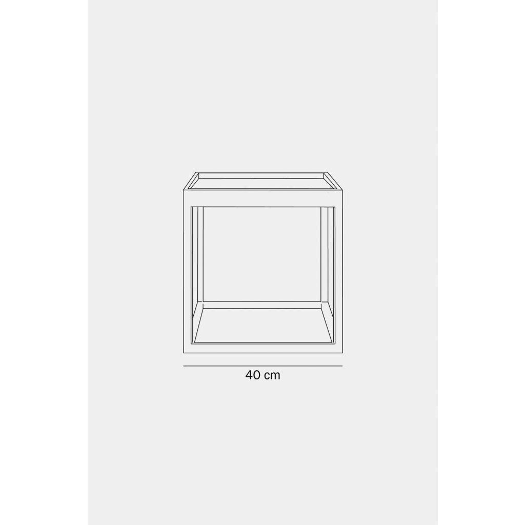 Klassik Studio Kø Cube Table d'appoint en chêne fumé noir, marbre gris foncé