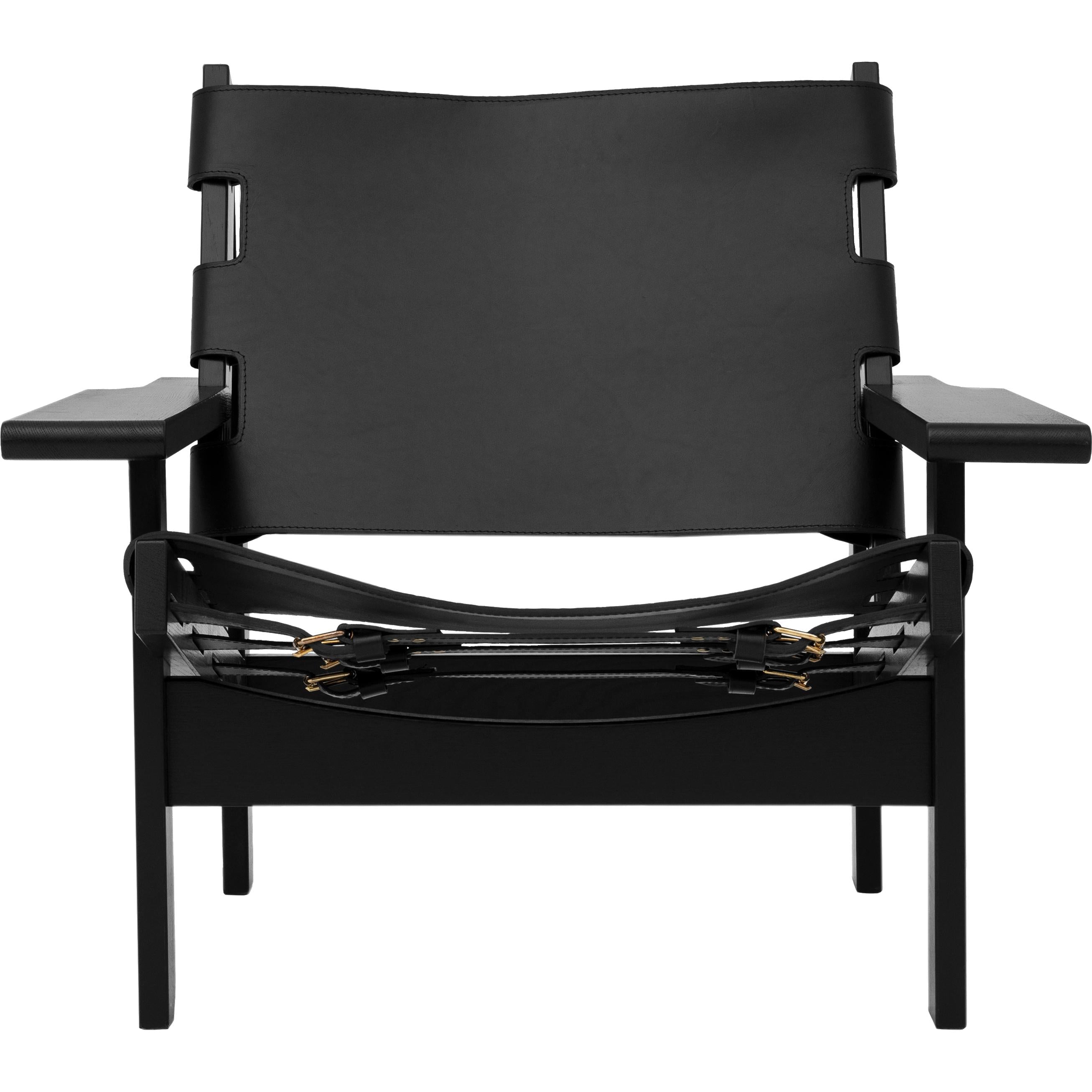 Klassik Studio Kø Hunting Chair Eiche schwarz, schwarzes Leder