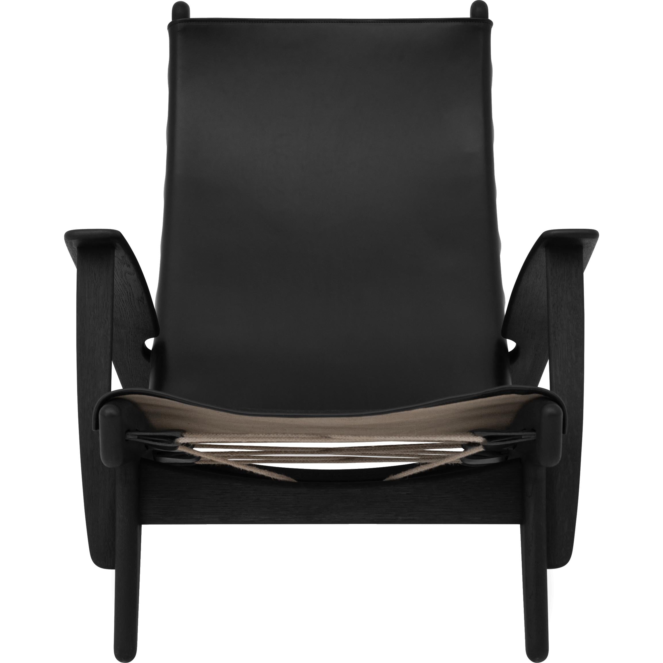 Klassik Studio PV King's Chair Black Eiche Bunt, schwarzes Leder