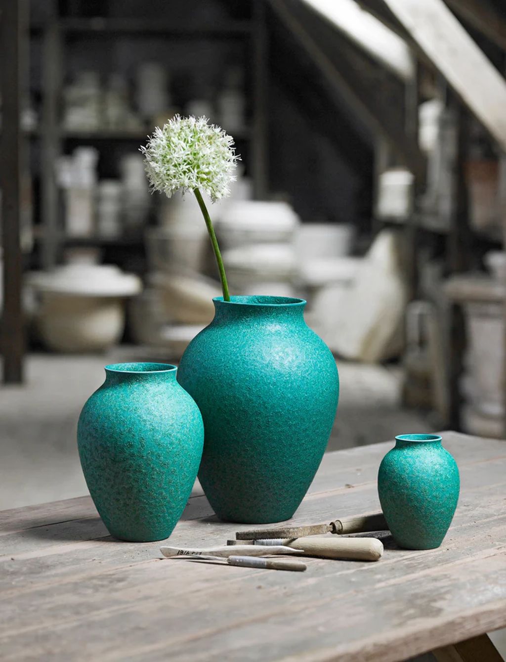 Knabstrup Keramik Vase H 20 cm, Mintgrün