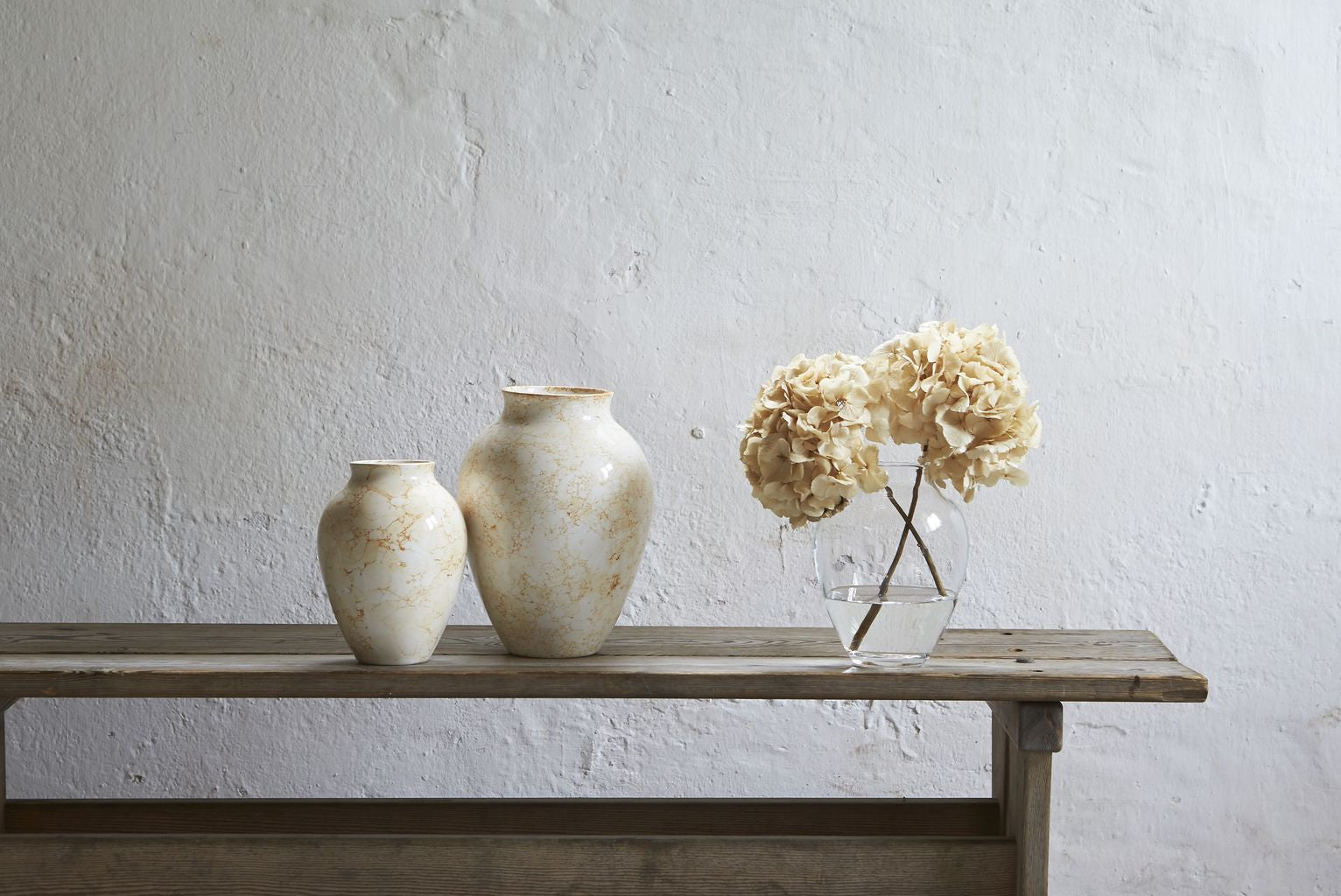 Knabstrup Keramik vase natura h 27 cm, blanc / marron