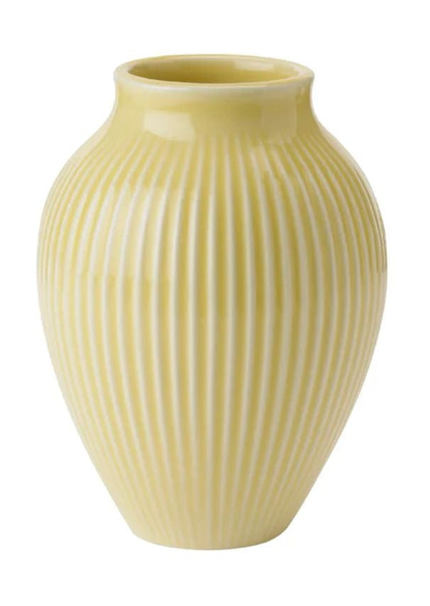 Knabstrup Keramik -Vase mit Rillen H 12,5 cm, Gelb